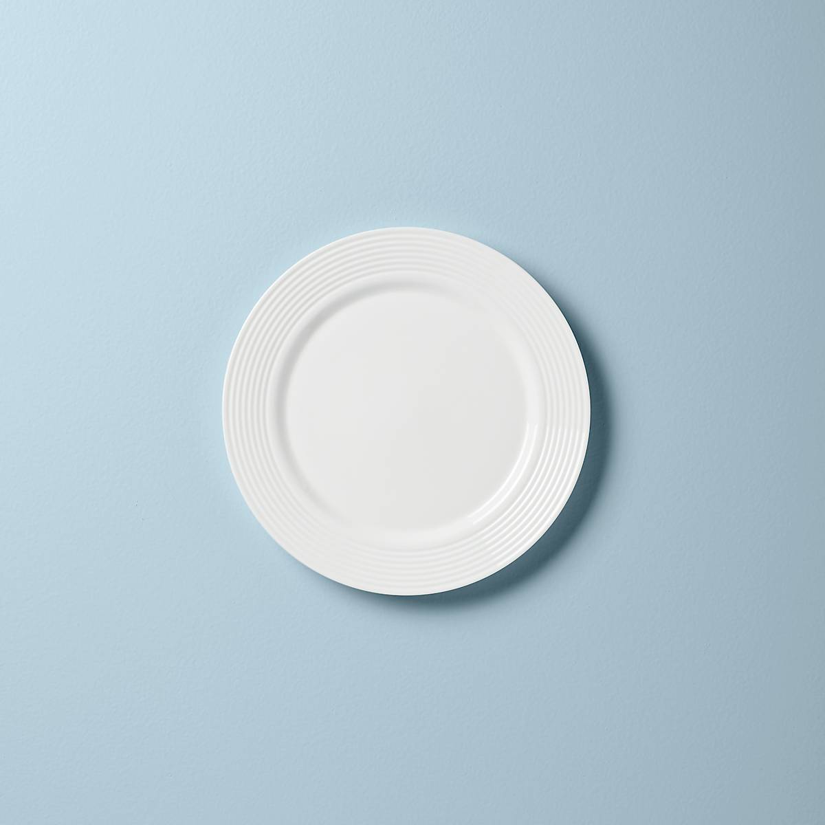 White Textured Ring Dinner Plate