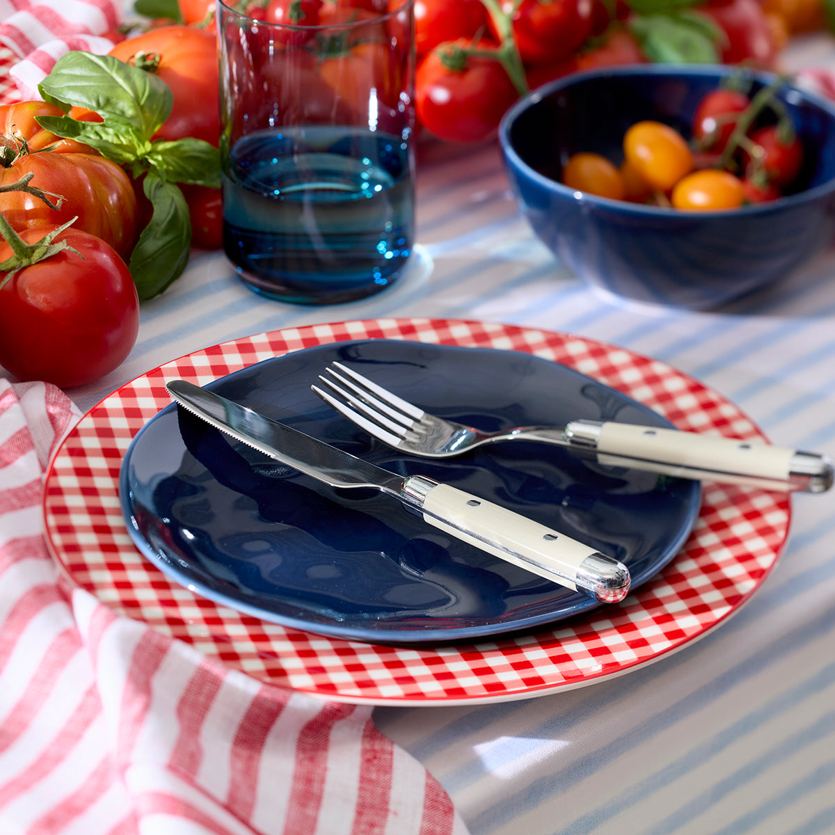 Red Gingham Dinner Plates, Set of 4 - Image 5