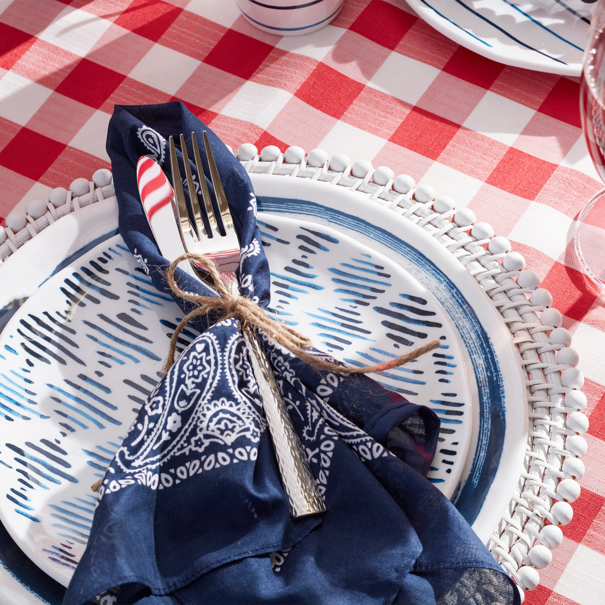 Blue Boho Melamine Dinner Plates, Set of 4 - Image 5